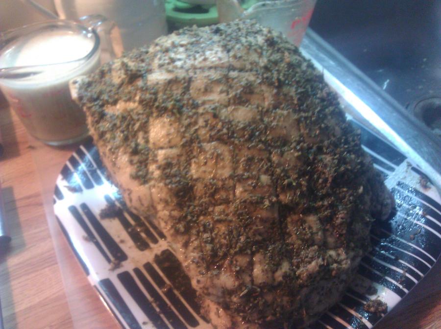 Pork rubbed and ready.JPG