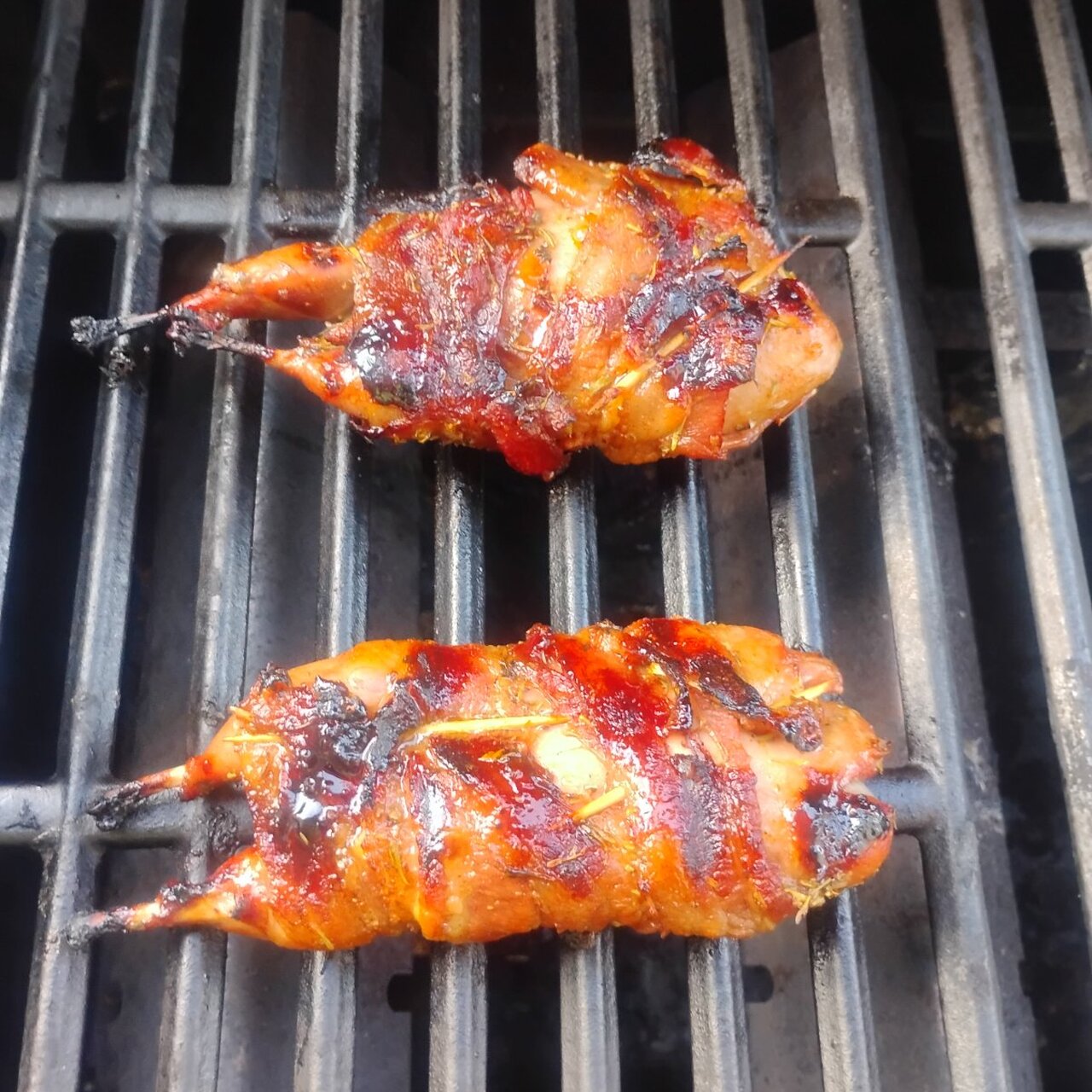 Stuffed Bacon Wrapped Grilled Quail