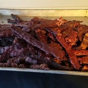 Ground venison jerky on the smoker