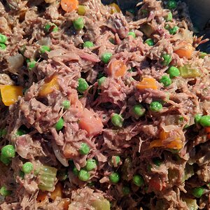 Brisket and frozen peas added