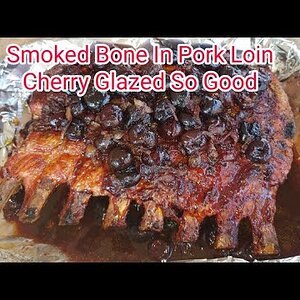 Smoked Bone In Pork Loin With Balsamic Cherry Glaze