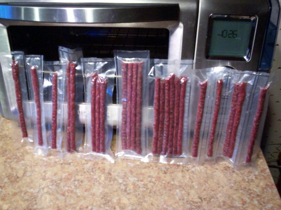 Snack Sticks Vac Packed in Lisa's Vacuum Sealer Bags Smoking Meat