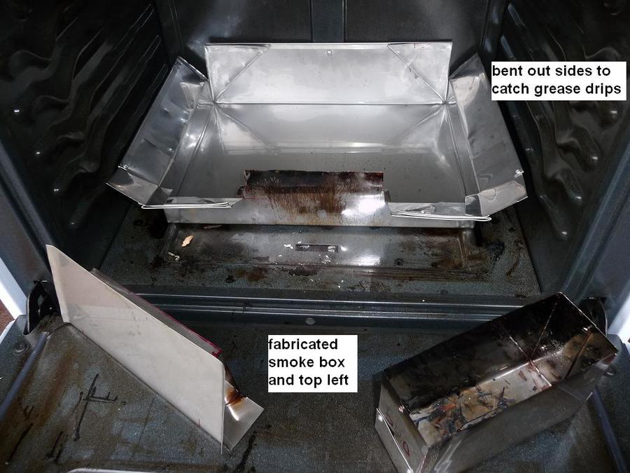10 drip pan in oven with smoke box removed.JPG Smoking Meat Forums