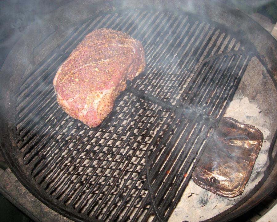 1st Pot Roast - smokin' away.JPG