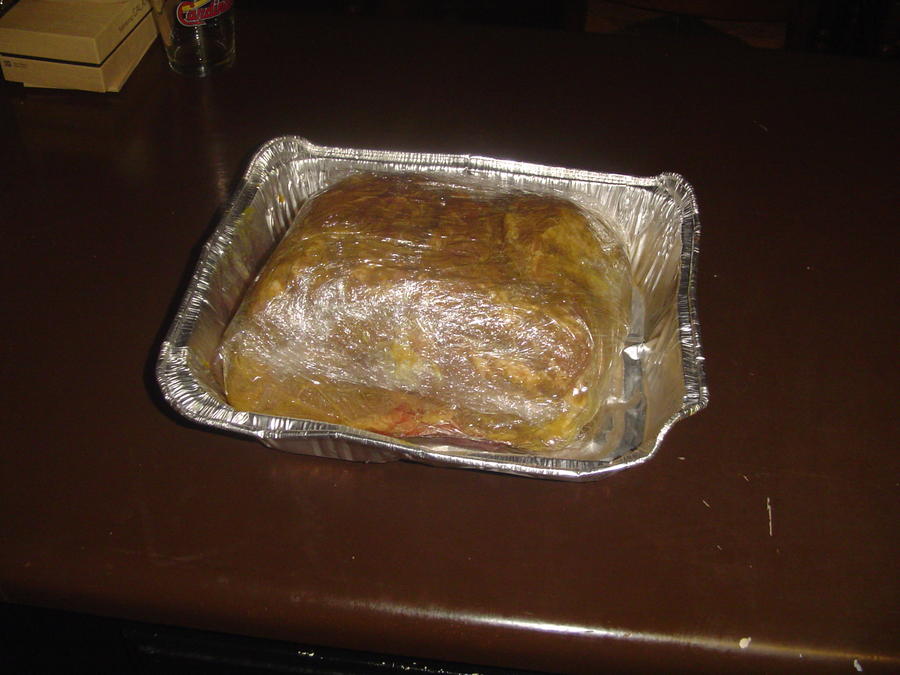 3 Butt Sauced, Rubbed, & Wrapped.JPG
