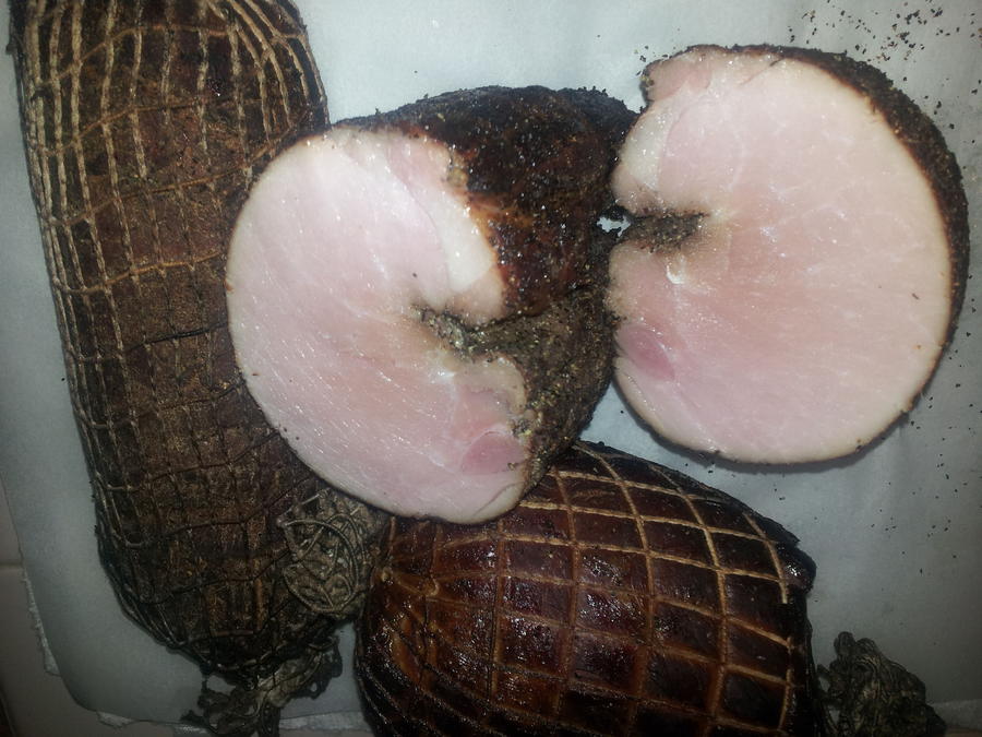 Canadian Bacon right out of smoker.jpg