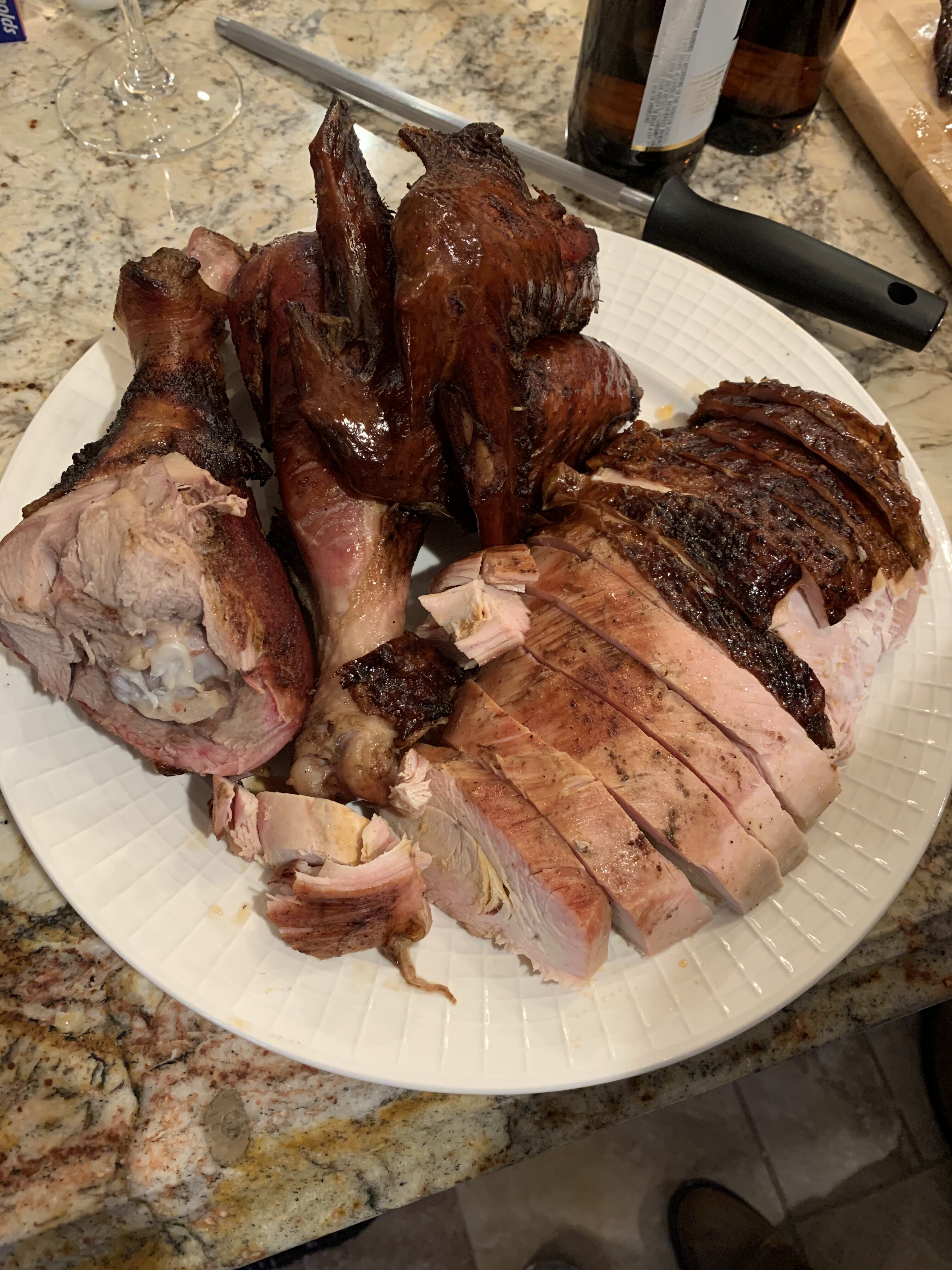 Carved smo-fried turkey