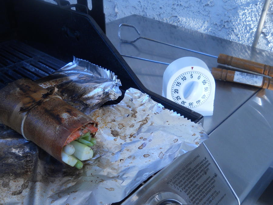 Cedar wraps on the grill.JPG