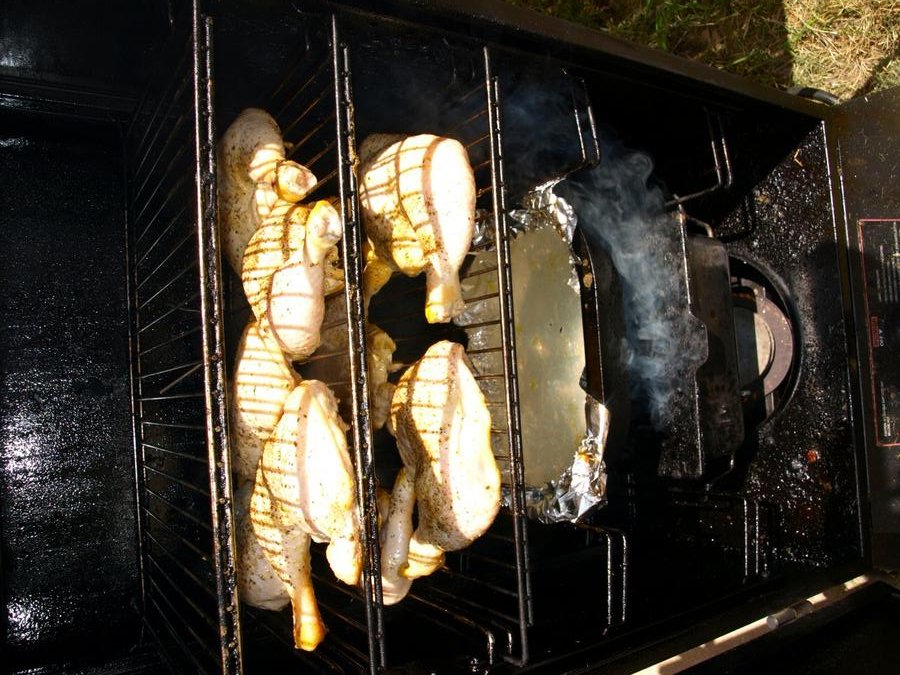 Chicken fresh in the smoker 7-18-2010.jpg