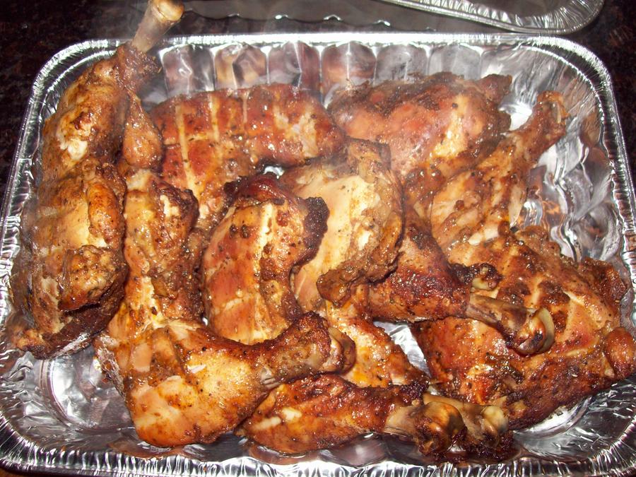 Chicken Quarters off Smoker.JPG