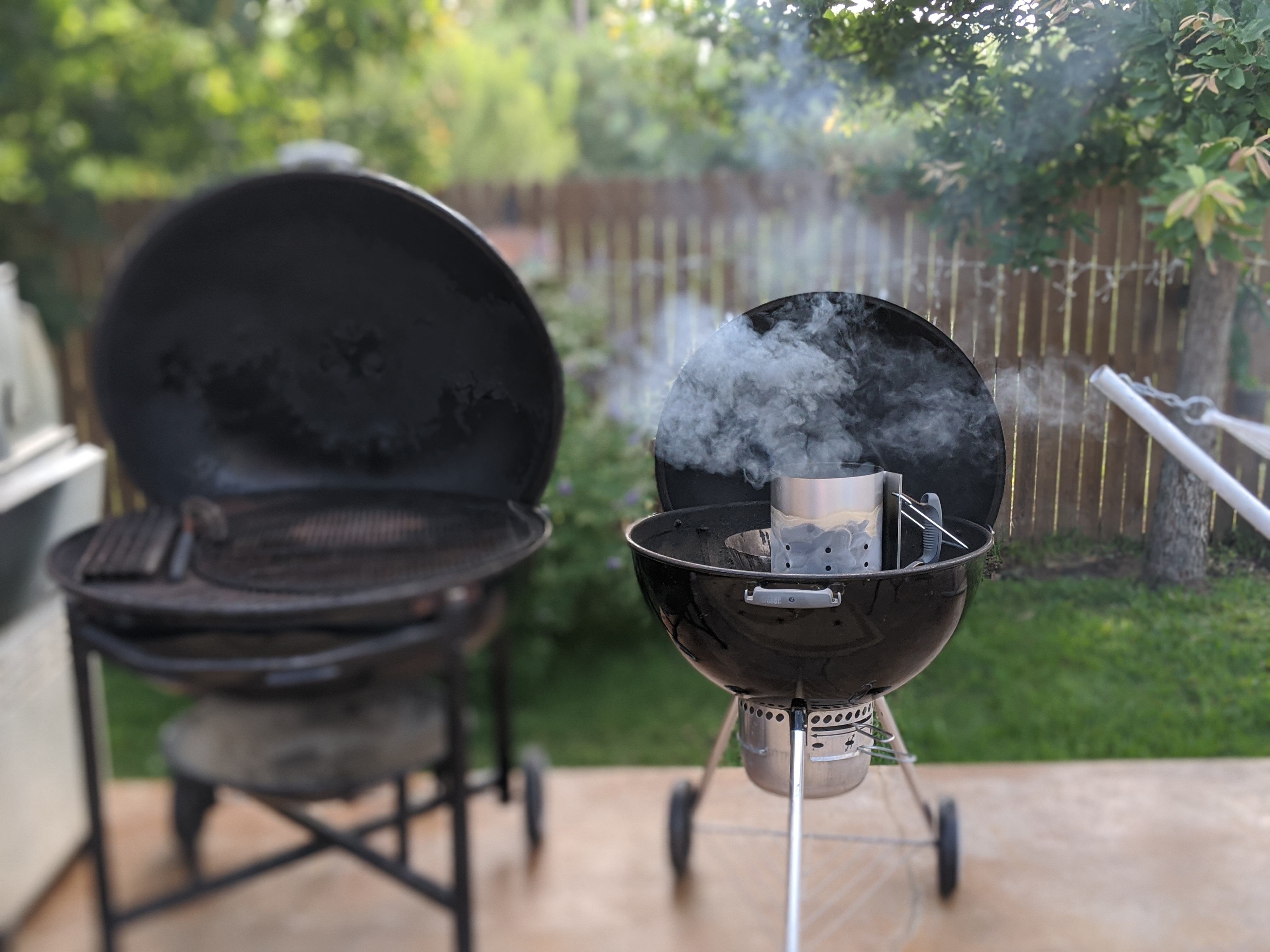 Firing up the charcoal on the 26