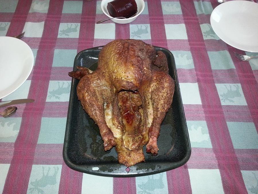 First Turkey in new smoker.jpg