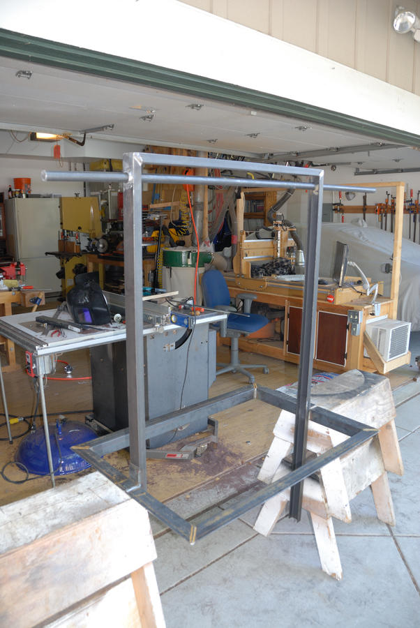Frame on saw horse with  1inch rod.jpg