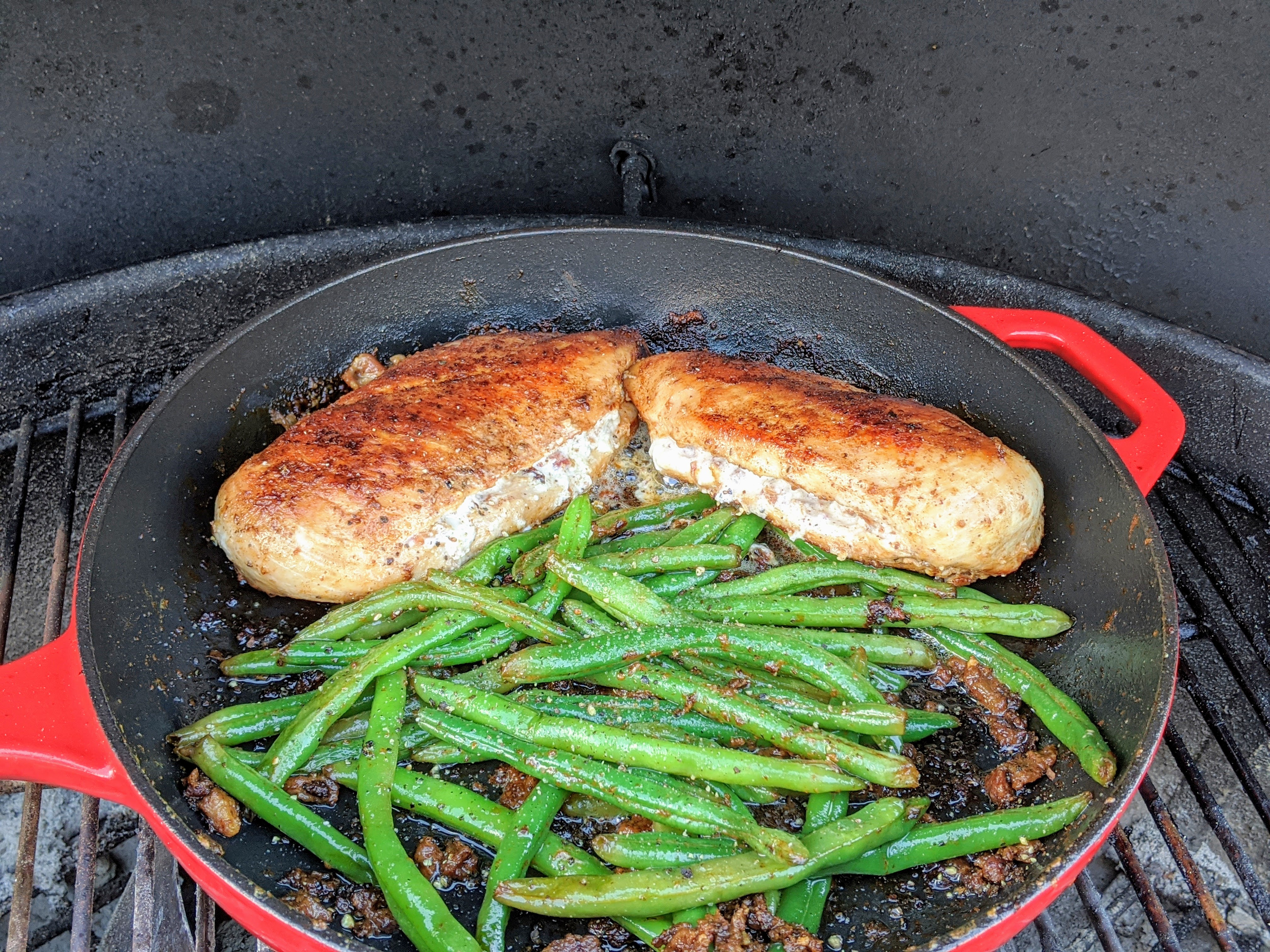 Green Beans tossed in pan remnants with extra butter