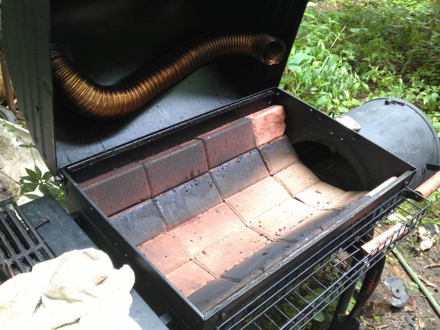 Paver bricks in Char-griller Pro smoker | Smoking Meat Forums - The Best  Smoking Meat Forum On Earth!