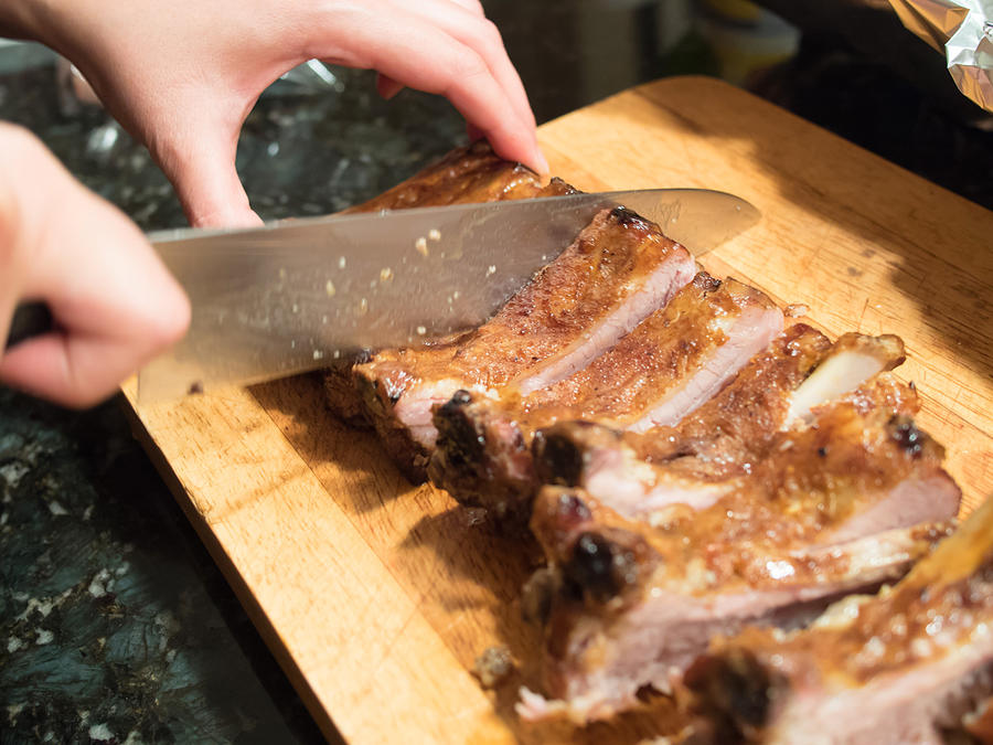 Lorie cutting the large rack1.jpg