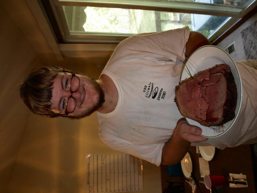 Pat with his steak 9-6-2010.jpg