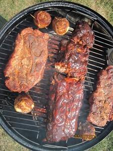 ribs pork steaks moinks on grill.jpg