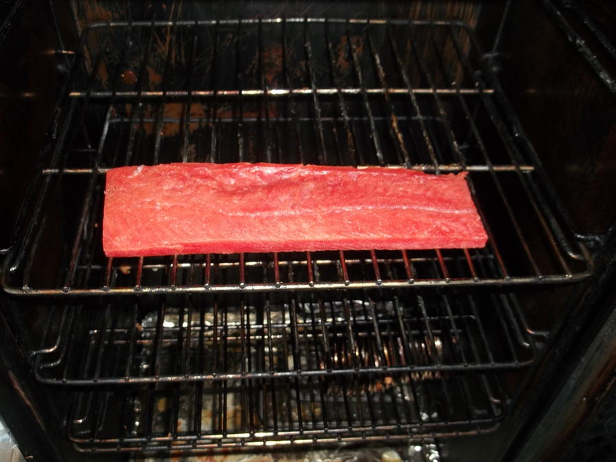 Sockeye in the smoker for Lox.jpg