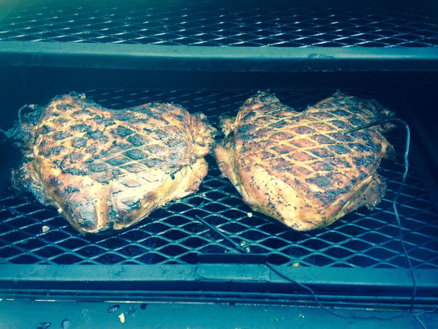Spatchcocked Turkey Breasts Almost Done.JPG