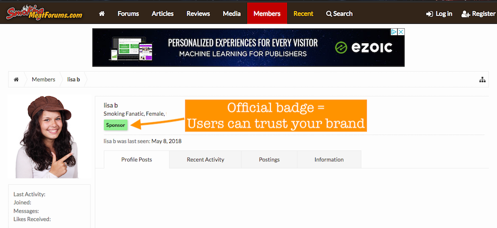 Sponsorship Profile Page